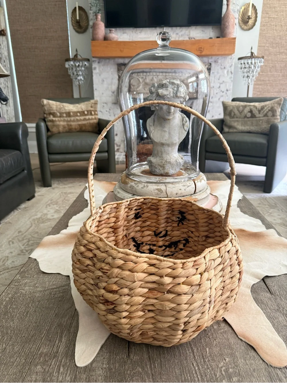 Brand NWT Woven Pumpkin Halloween Basket Large